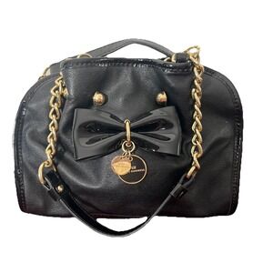 Lulu Guinness Black Bow Gold Chain Shoulder Handbag